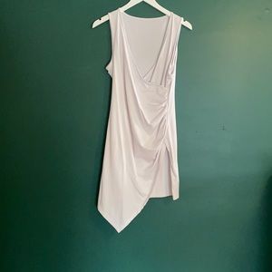 White bodycon asymmetrical dress